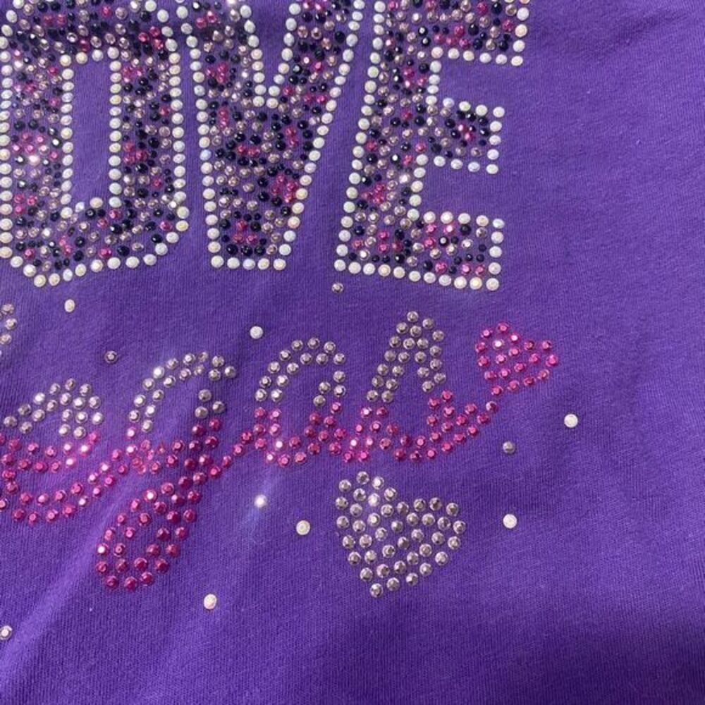 Girls love Vegas sparkly purple short sleeve tee shirt size small 5/6 - Picture 5 of 6
